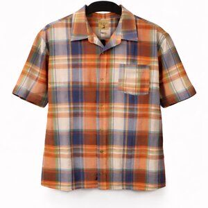 Red Head Brand Co Men’s 2XL Plaid Short Sleeve Shirt Orange Blue Cotton Button U